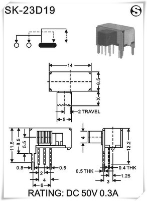 拔動開關三檔SK-23D19 企業集采優選，側柄設計靈活應用